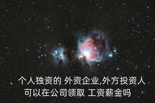 、個人獨資的 外資企業(yè),外方投資人可以在公司領(lǐng)取 工資薪金嗎