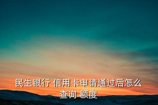  民生銀行 信用卡申請(qǐng)通過(guò)后怎么 查詢 額度