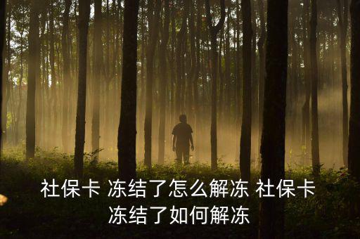  社保卡 凍結(jié)了怎么解凍 社?？?凍結(jié)了如何解凍