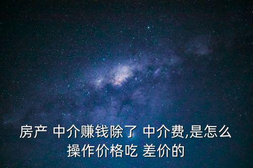 房產(chǎn) 中介賺錢除了 中介費,是怎么操作價格吃 差價的