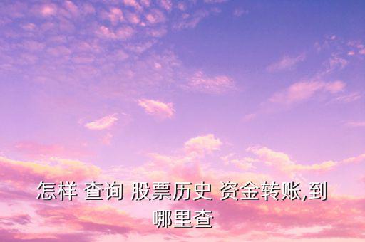 怎樣 查詢(xún) 股票歷史 資金轉(zhuǎn)賬,到哪里查