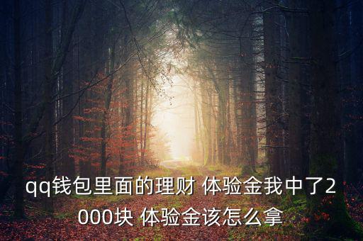 qq錢(qián)包里面的理財(cái) 體驗(yàn)金我中了2000塊 體驗(yàn)金該怎么拿