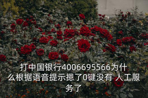 打中國銀行4006695566為什么根據(jù)語音提示摁了0鍵沒有 人工服務了