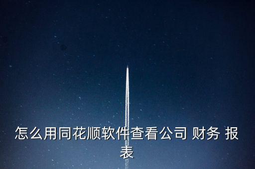 怎么用同花順軟件查看公司 財務 報表