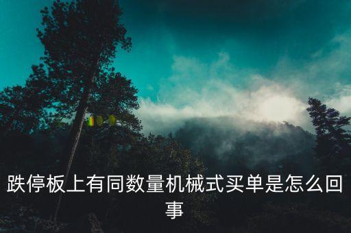 機械買單是什么意思，股票機械式買單怎么回事