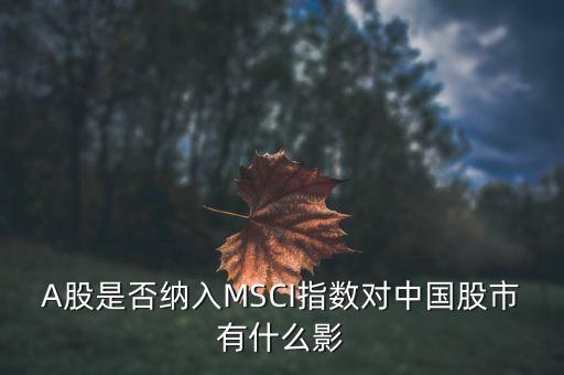 加入明晟指數(shù)有什么用，中國A股納入明晟會有什么影響