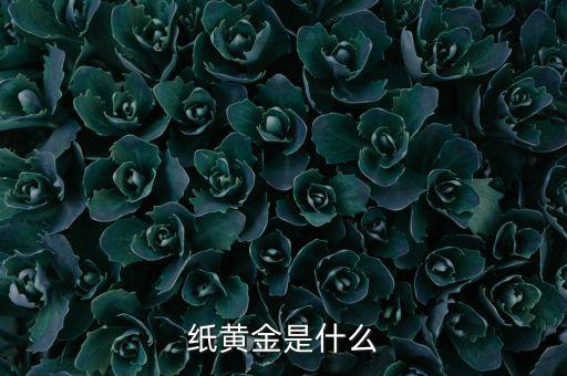 紙黃金是什么意思，紙黃金是什么