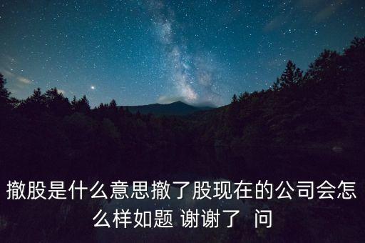 散股是什么，撤股是什么意思撤了股現(xiàn)在的公司會怎么樣如題 謝謝了  問