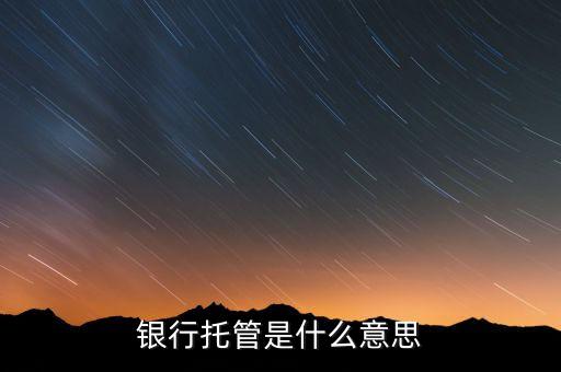 銀行托管是什么意思，銀行資金托管是什么意思