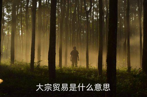 大宗貿(mào)易是什么，大宗交易是什么意思
