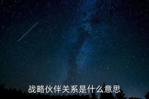 戰(zhàn)略伙伴關系是什么意思