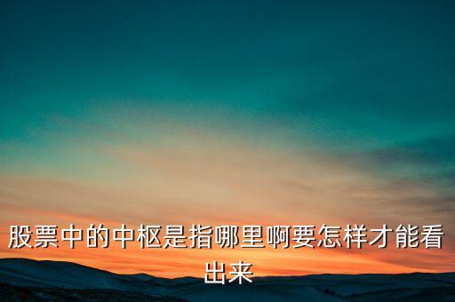 股票的中樞是什么意思，股票中經常提到中樞一詞是什么意思