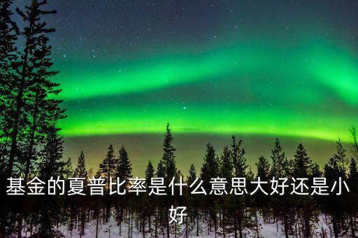 積極投資組合的夏普比率是什么，基金的夏普比率是什么意思大好還是小好