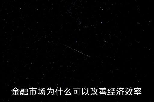 金融市場(chǎng)為什么可以改善經(jīng)濟(jì)效率