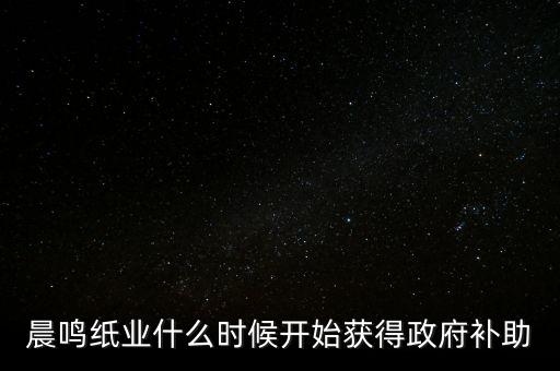 晨鳴紙業(yè)籌劃什么重大決策，晨鳴紙業(yè)什么時候開始獲得政府補助