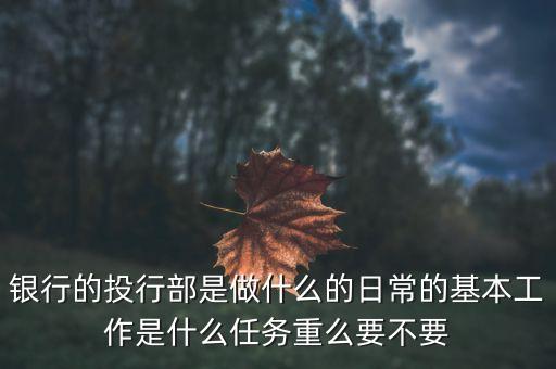 銀行的投行部是做什么的日常的基本工作是什么任務(wù)重么要不要