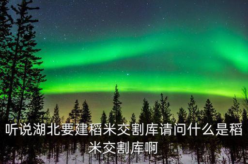 交割庫是什么意思，聽說湖北要建稻米交割庫請問什么是稻米交割庫啊