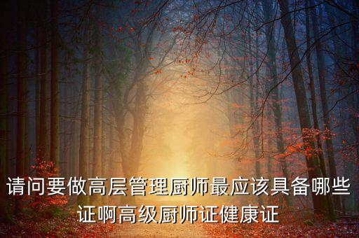 請問要做高層管理廚師最應該具備哪些證啊高級廚師證健康證