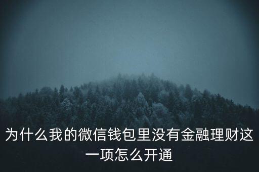 為什么QQ錢包里沒有金融理財，為什么我的微信錢包里沒有金融理財這一項怎么開通