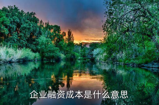什么是企業(yè)籌資成本，企業(yè)融資成本是什么意思