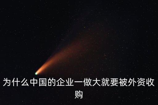 企業(yè)為什么被外資收購(gòu)，為什么中國(guó)很多的大型企業(yè)會(huì)被外企收購(gòu)或控股呢