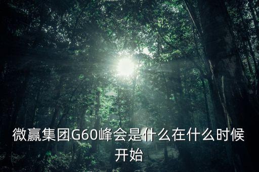 微贏集團G60峰會是什么在什么時候開始