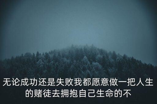 無(wú)論成功還是失敗我都愿意做一把人生的賭徒去擁抱自己生命的不