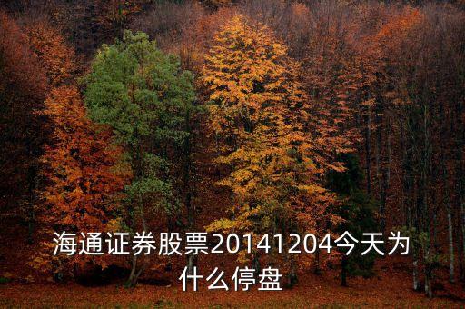 海通證券股票20141204今天為什么停盤