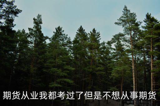 為什么不做期貨，期貨從業(yè)我都考過了但是不想從事期貨