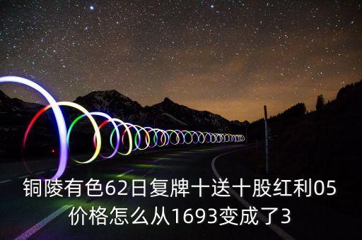 銅陵有色62日復牌十送十股紅利05價格怎么從1693變成了3