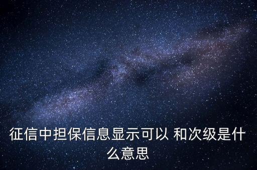 征信中擔保信息顯示可以 和次級是什么意思