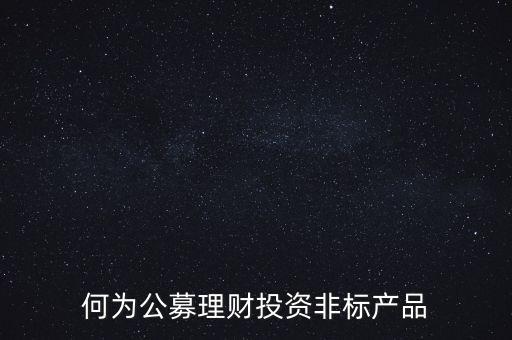 何為公募理財(cái)投資非標(biāo)產(chǎn)品