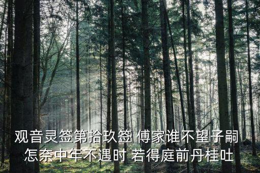 觀(guān)音靈簽第拾玖簽 傅家誰(shuí)不望子嗣 怎奈中年不遇時(shí) 若得庭前丹桂吐