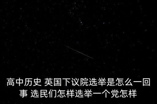高中歷史 英國下議院選舉是怎么一回事 選民們?cè)鯓舆x舉一個(gè)黨怎樣