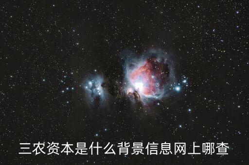 是什么引發(fā)三農(nóng)資本恐慌的，三農(nóng)資本是什么背景信息網(wǎng)上哪查
