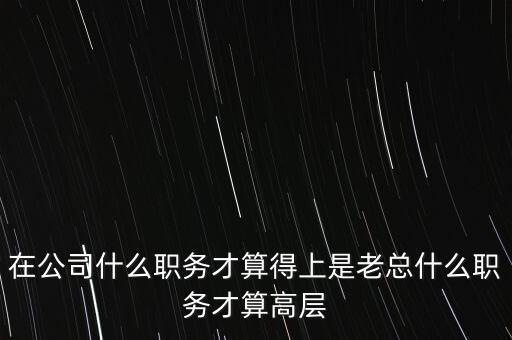 在公司什么職務才算得上是老總什么職務才算高層