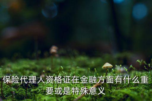 金融代理證有什么用，保險(xiǎn)代理人資格證在金融方面有什么重要或是特殊意義