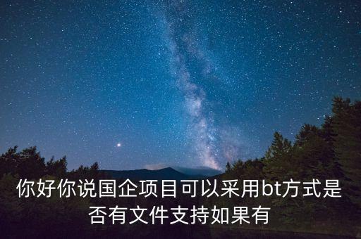 地主項(xiàng)目為什么要引進(jìn)行央企做bt，你好你說(shuō)國(guó)企項(xiàng)目可以采用bt方式是否有文件支持如果有