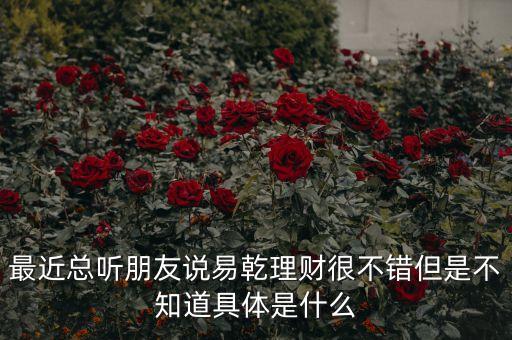 易乾最新有什么進(jìn)展，最近總聽朋友說(shuō)易乾理財(cái)很不錯(cuò)但是不知道具體是什么