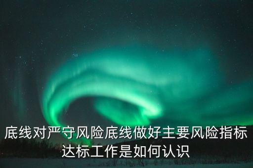 底線對嚴守風(fēng)險底線做好主要風(fēng)險指標(biāo)達標(biāo)工作是如何認識