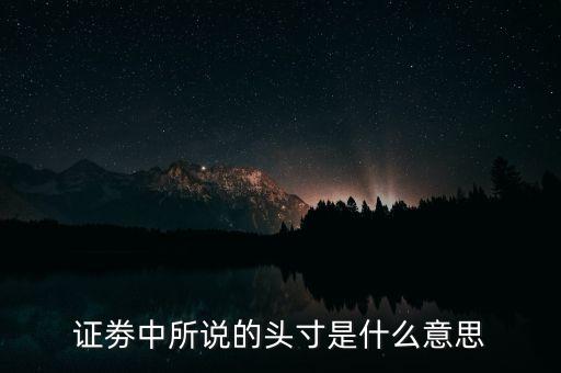 證劵中所說(shuō)的頭寸是什么意思