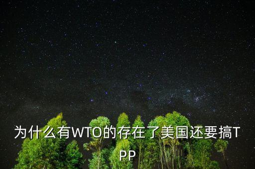 為什么有WTO的存在了美國(guó)還要搞TPP
