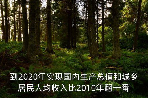 到2020年實現(xiàn)國內(nèi)生產(chǎn)總值和城鄉(xiāng)居民人均收入比2010年翻一番