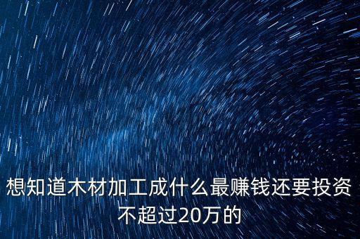 想知道木材加工成什么最賺錢還要投資不超過20萬的