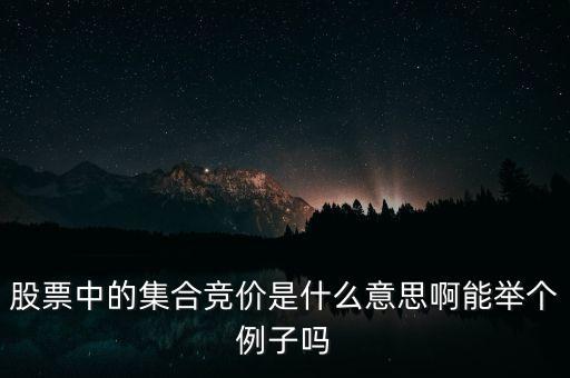 股票中的集合競(jìng)價(jià)是什么意思啊能舉個(gè)例子嗎