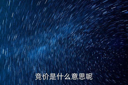 競(jìng)價(jià)是什么意思呢