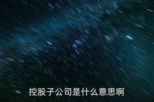 什么是控股的子公司，股市中講的控股子公司是什么意思