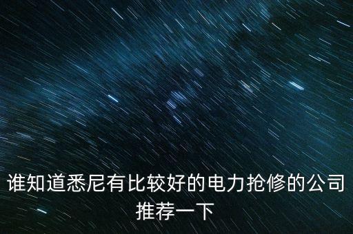澳洲什么電力公司好，誰知道悉尼有比較好的電力搶修的公司推薦一下
