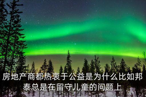 房地產(chǎn)商都熱衷于公益是為什么比如邦泰總是在留守兒童的問(wèn)題上