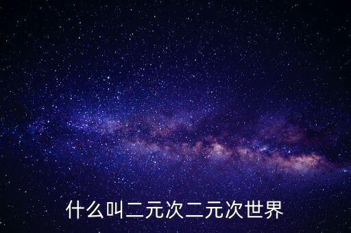 二元次世界是什么意思，動(dòng)漫里的二元次世界是什么意思